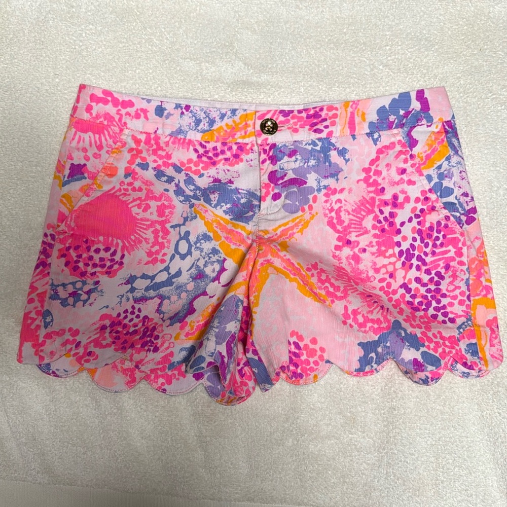 Lily Pulitzer Paradise Pin Bohemian Beach Buttercup Shorts Size 4